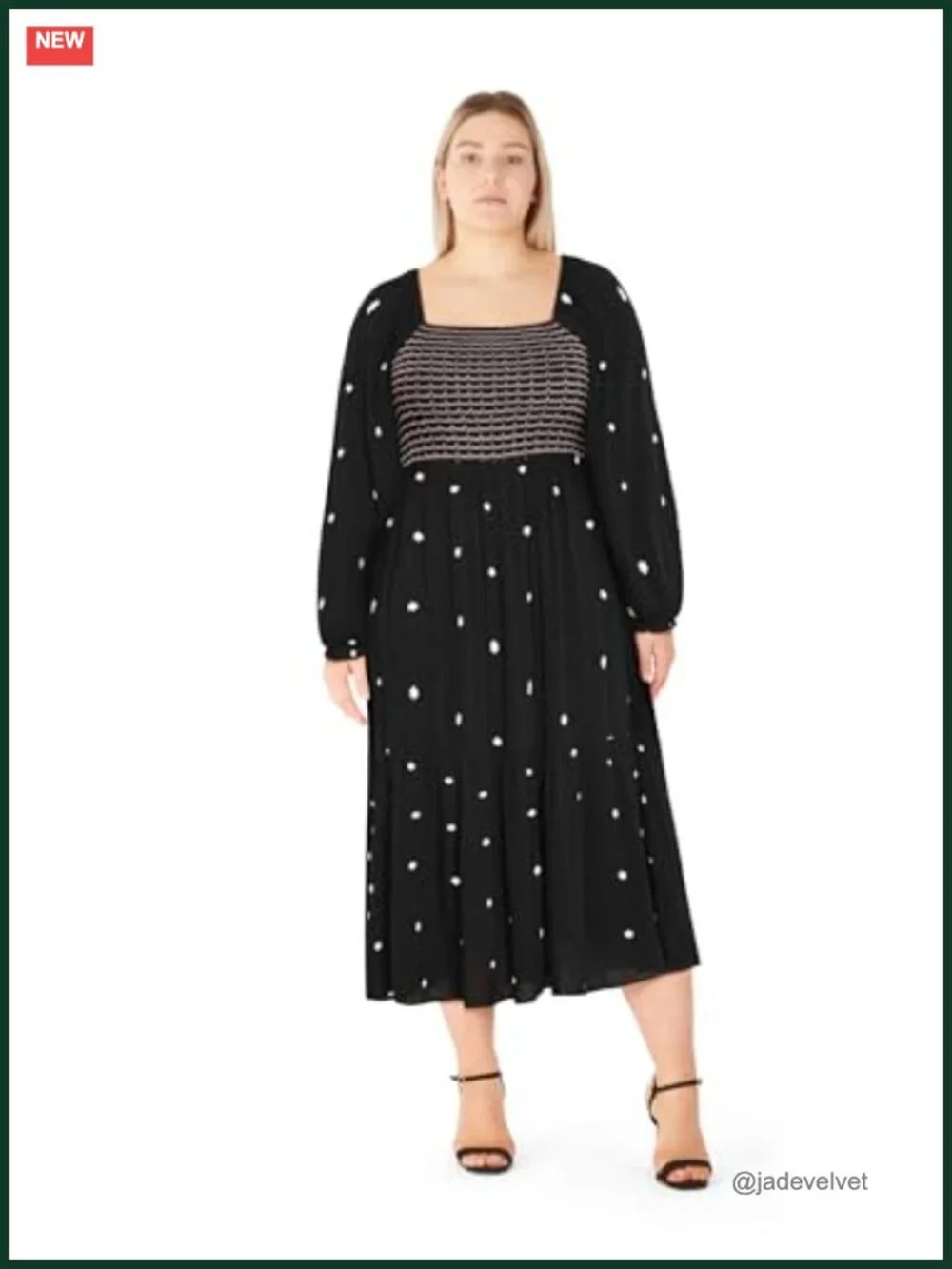 Plus Size Fit & Flare Maxi Dress with Puff Sleeves & Square Neckline